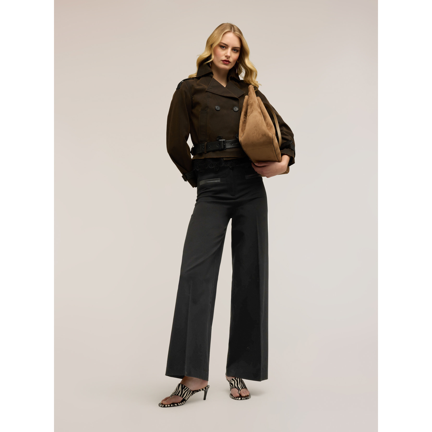 Motivi - Giacca chiodo in tessuto coated - Marrone