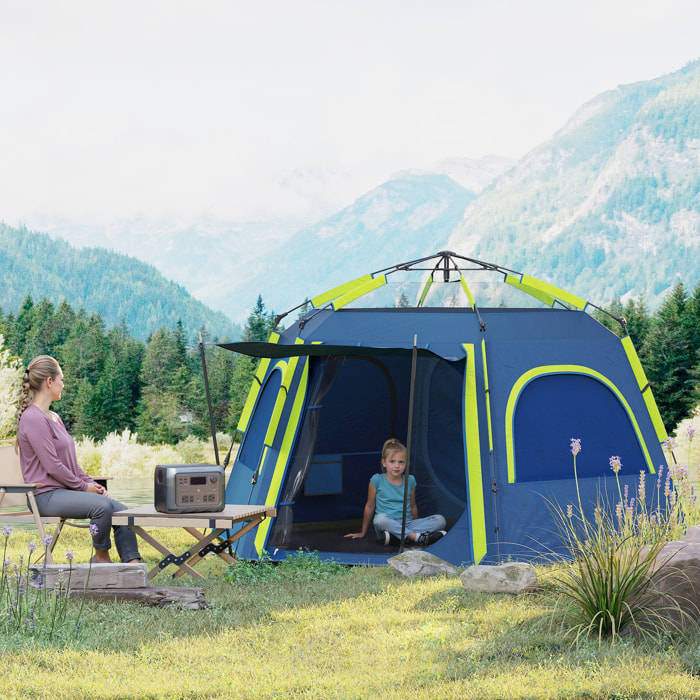 Tienda de Campaña para 2-4 Personas Tienda de Camping Plegable con Fácil Instalación Ventanas de Malla Gancho y Bolsa de Transporte Protección UV Impermeable para Senderismo Azul y Verde
