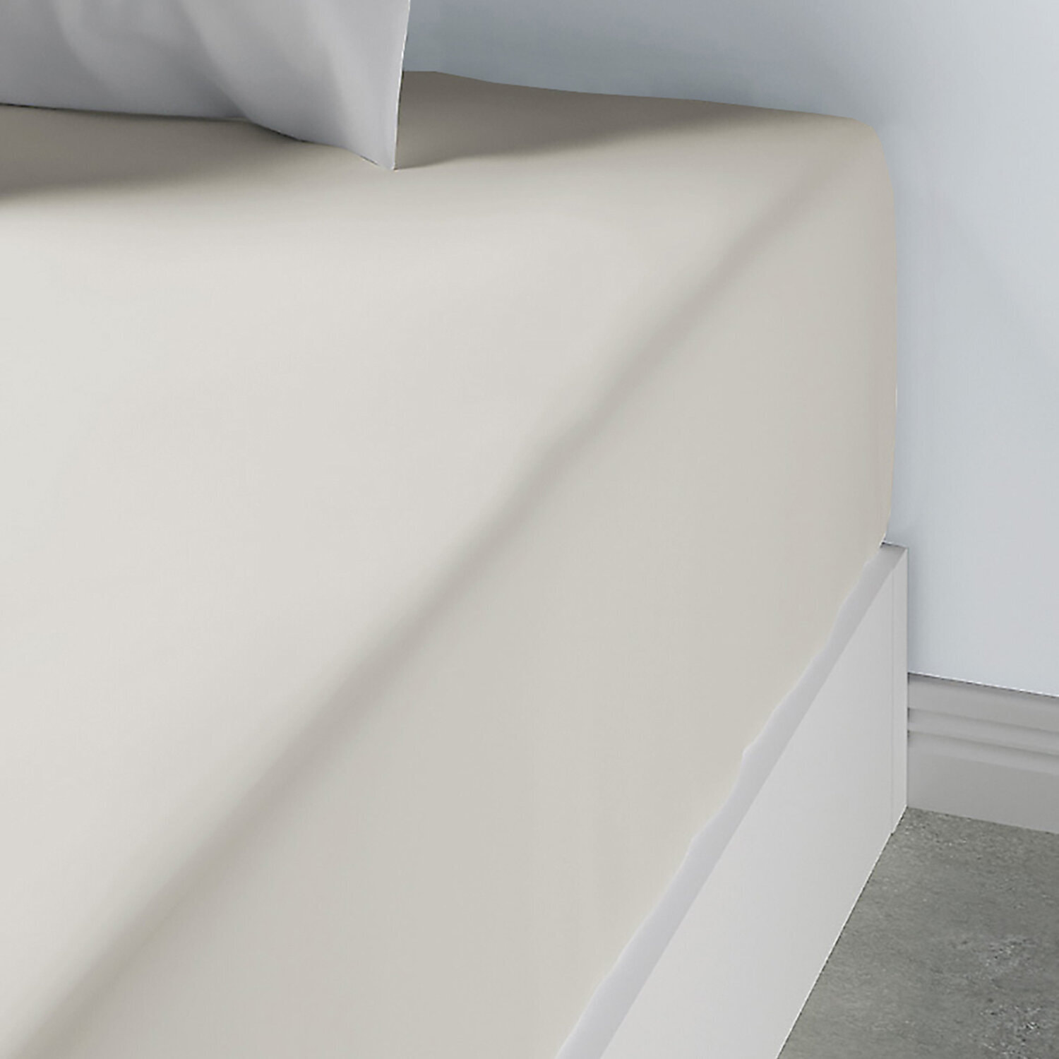 Drap Housse Coton 57fils Uni - Bonnet 35cm Ivoire