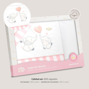 Triptico Minicuna Parejita Elefante Bco/Rosa