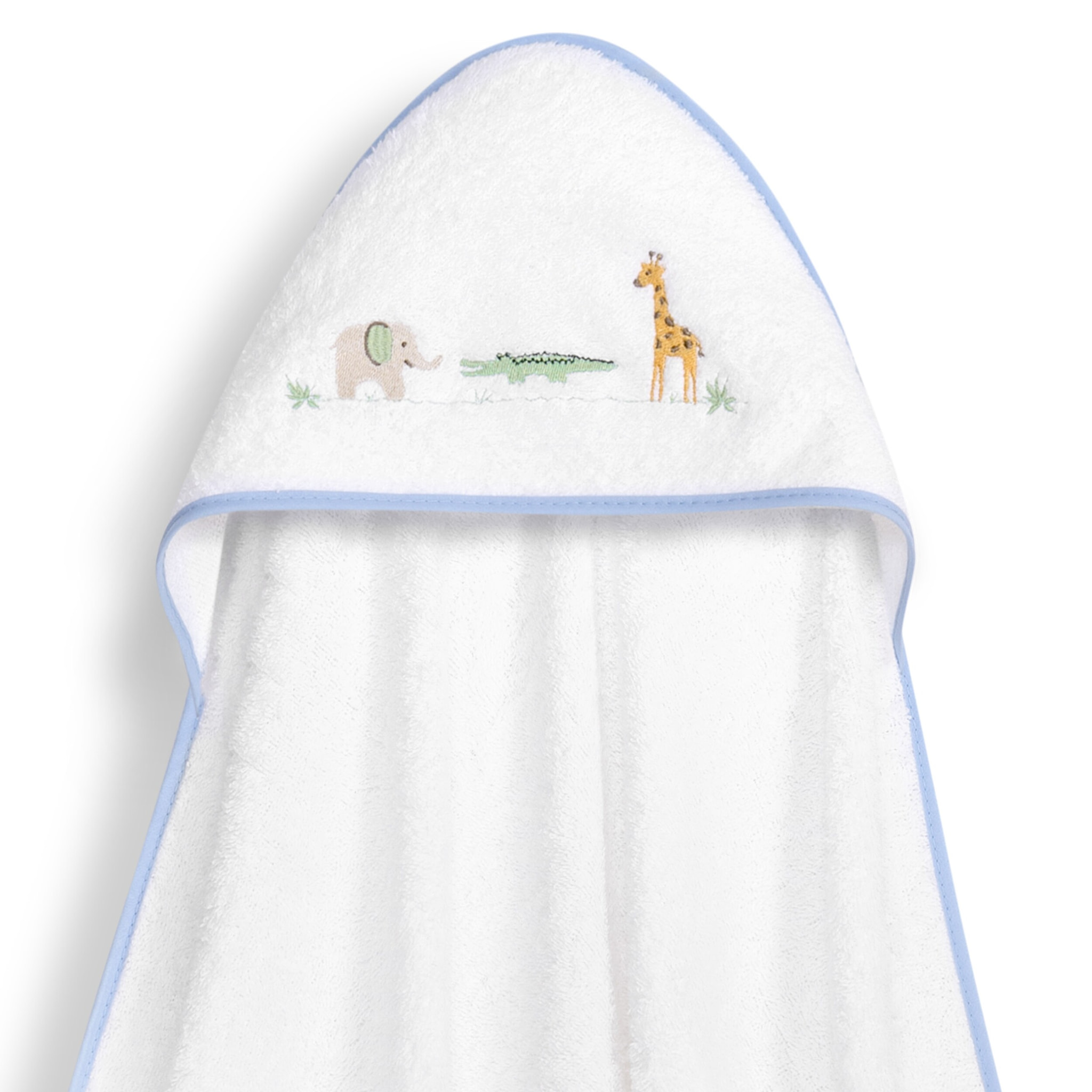 Capa Baño 1X1 Mod Savanna Bordado+ Gorro Bco/Azul