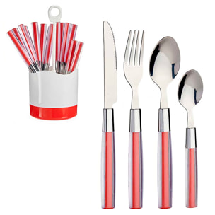 DAM SET 16 POSATE IN ACCIAIO INOX CON MANICO PS ROSSO 11x11x25 Cm. colore rosso