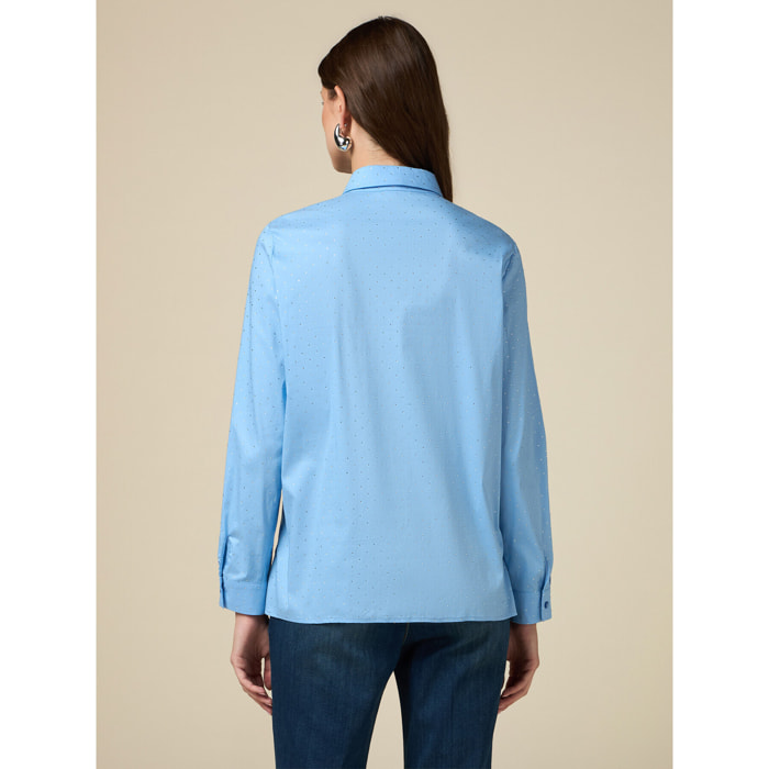 Oltre - Shirt with crystals - Light - blue