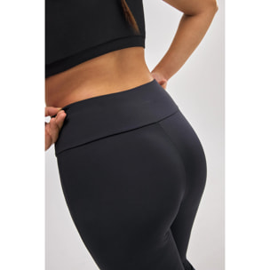 Leggings termici svasati con interno in peluche nero e stile sportivo