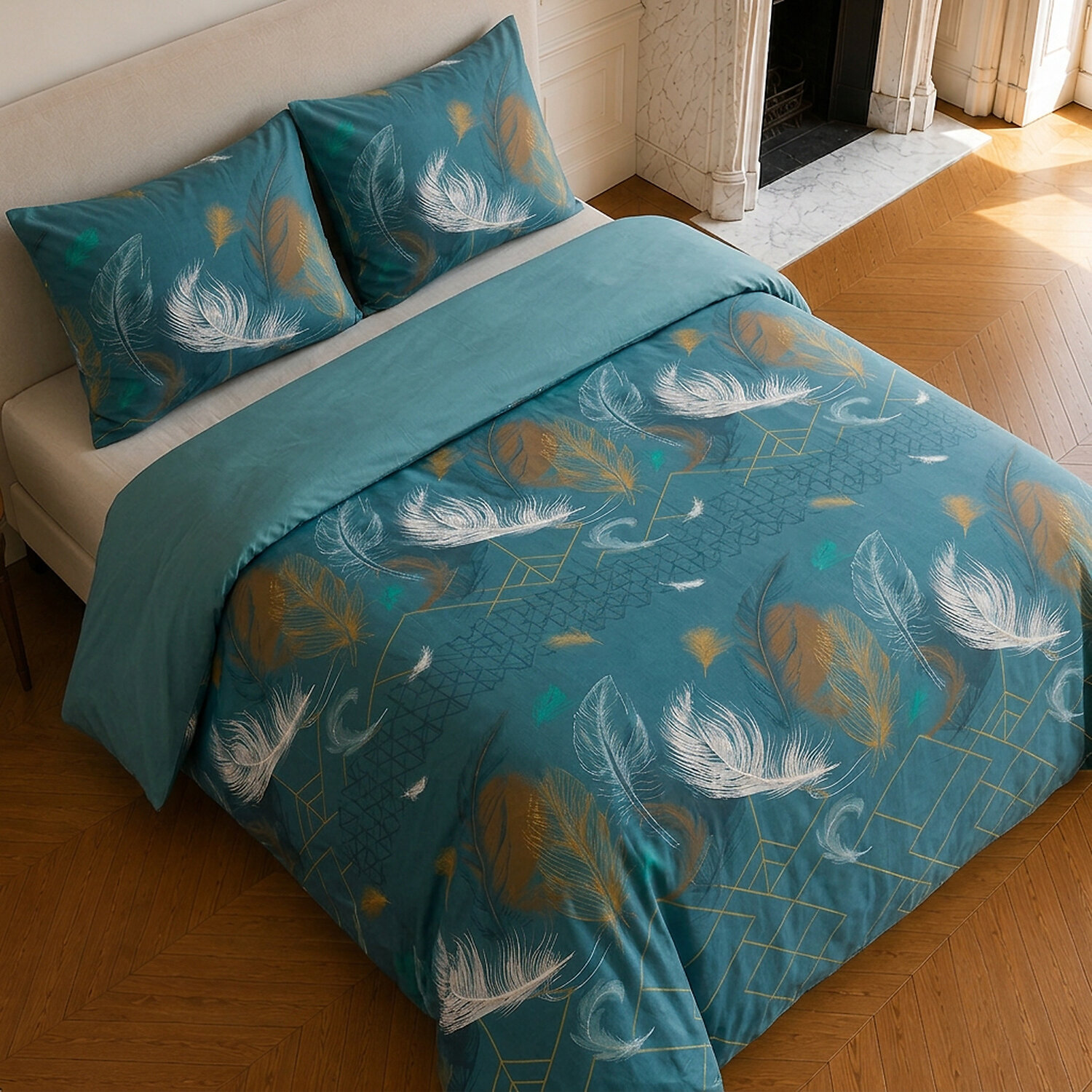 Parure housse de couette 100% coton motif tropical - PALOMA