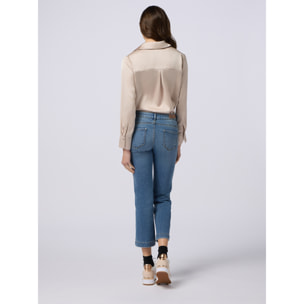 Oltre - Vaqueros little flare con botón joya - Light - blue