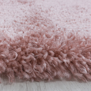 FLUFFY - Tapis rond shaggy uni à poils longs Rose