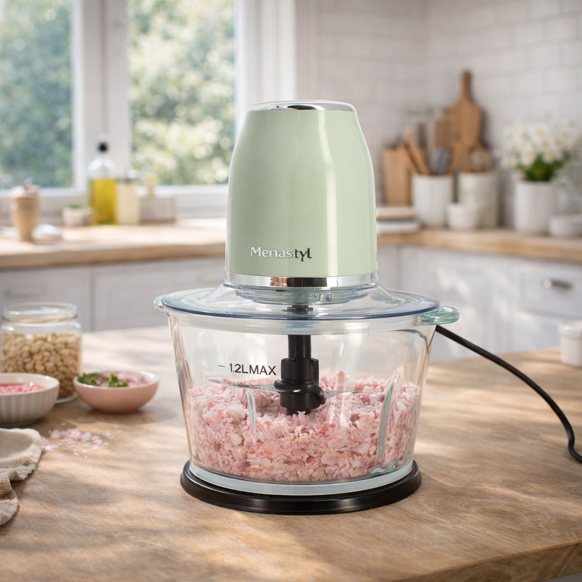 Hachoir électrique 1,2L celadon RETRO