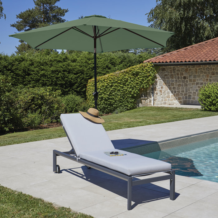 Parasol Centré et Inclinable Ø 3 m en Aluminium - Vert clair