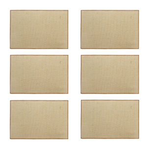 Lot de 6 sets de table en jute et contour marron 45x30cm