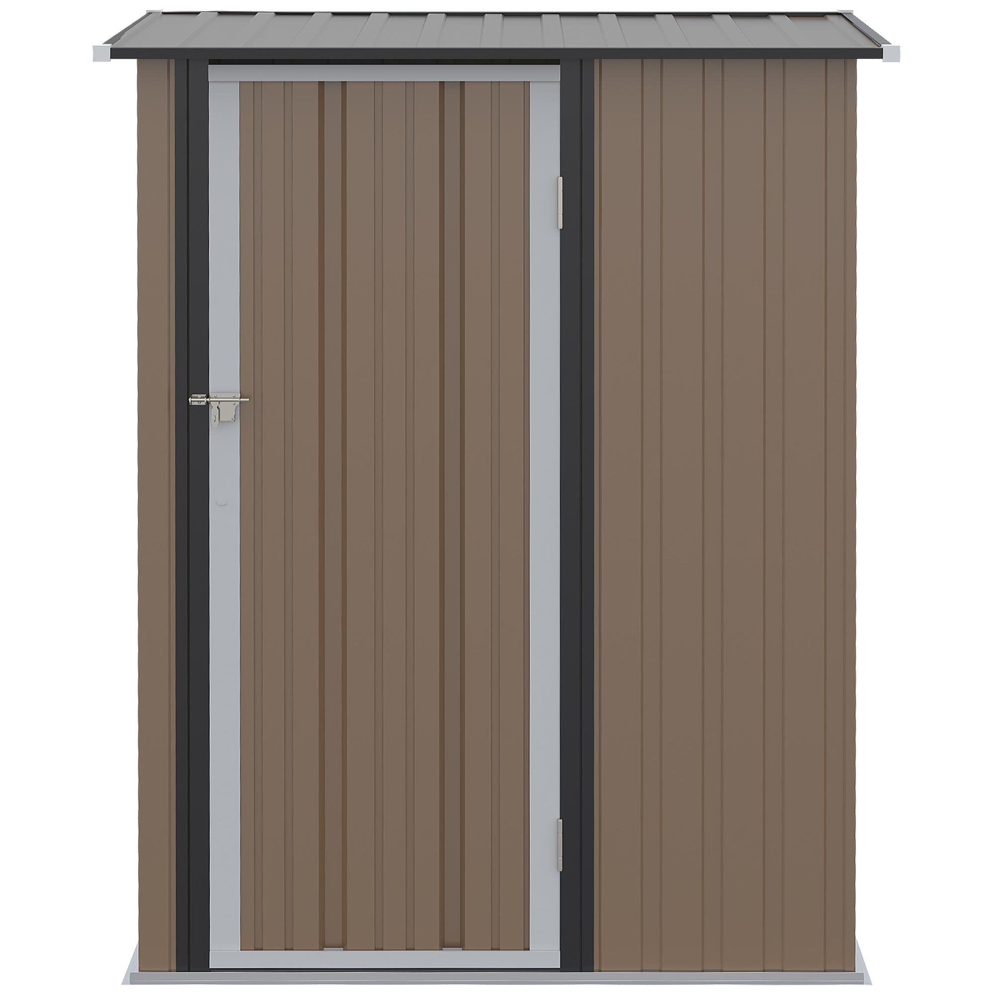 Abri de jardin - remise pour outils - cabanon porte verrouillable - dim. 142L x 84l x 189H cm - tôle d'acier marron blanc