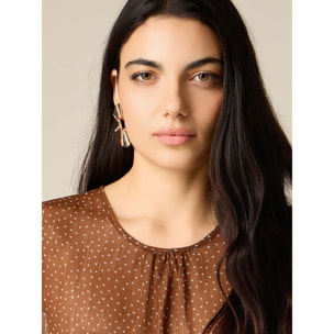 Oltre - Blusa in creponne fantasia - Marrone