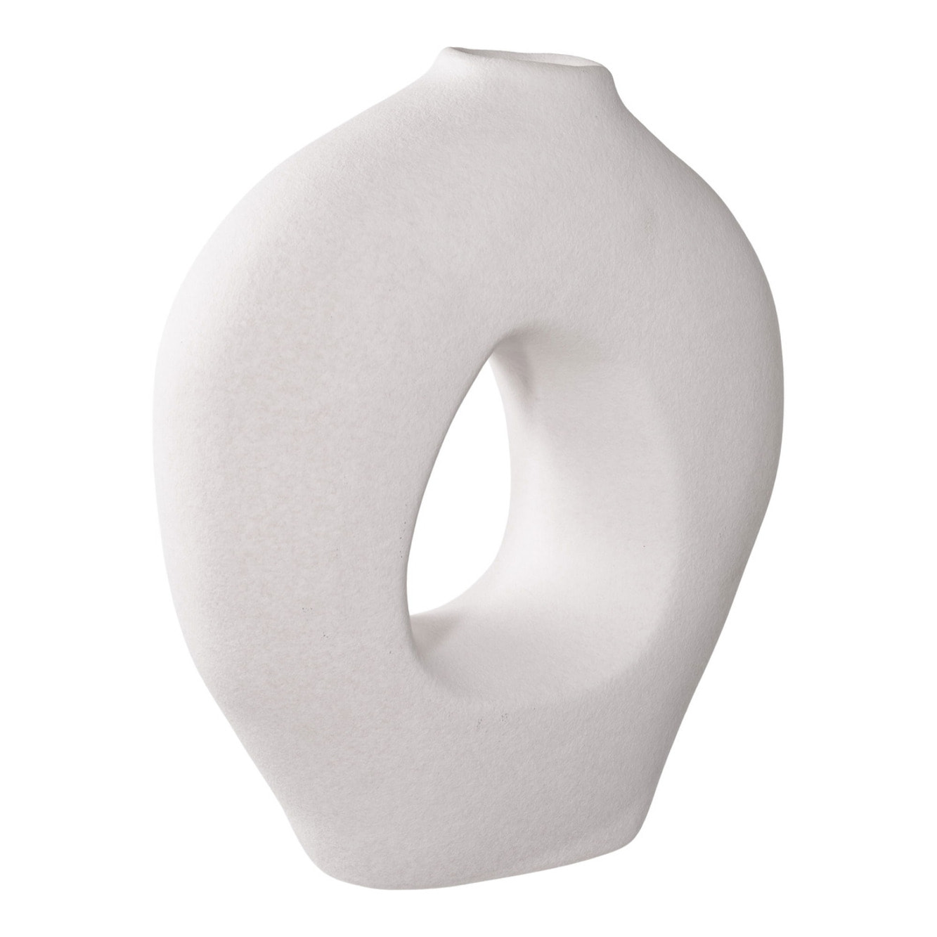 Vaso in ceramica bianca forma organica con apertura triangolare 24×10,5×27,8 cm