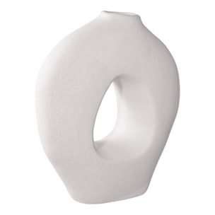 Vaso in ceramica bianca forma organica con apertura triangolare 24×10,5×27,8 cm
