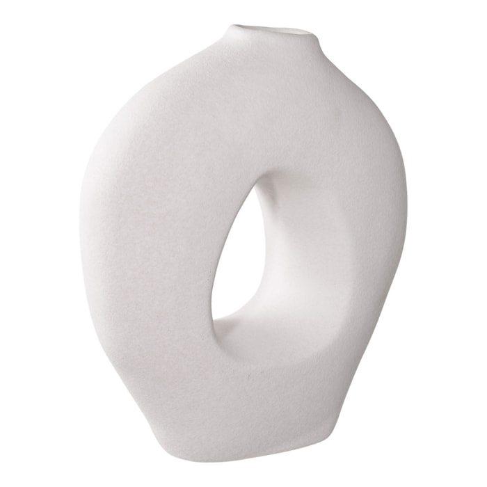Vaso in ceramica bianca forma organica con apertura triangolare 24×10,5×27,8 cm