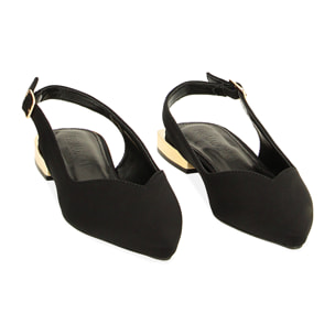 Ballerine slingback donna nere in tessuto