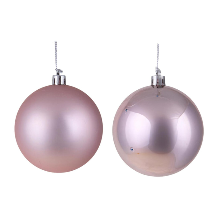 Set di 12 Sfere assortito Matt+Shiny - Pezzi 1 - Colore Rosa - 8x8Hx8cm - Bianchi Dino