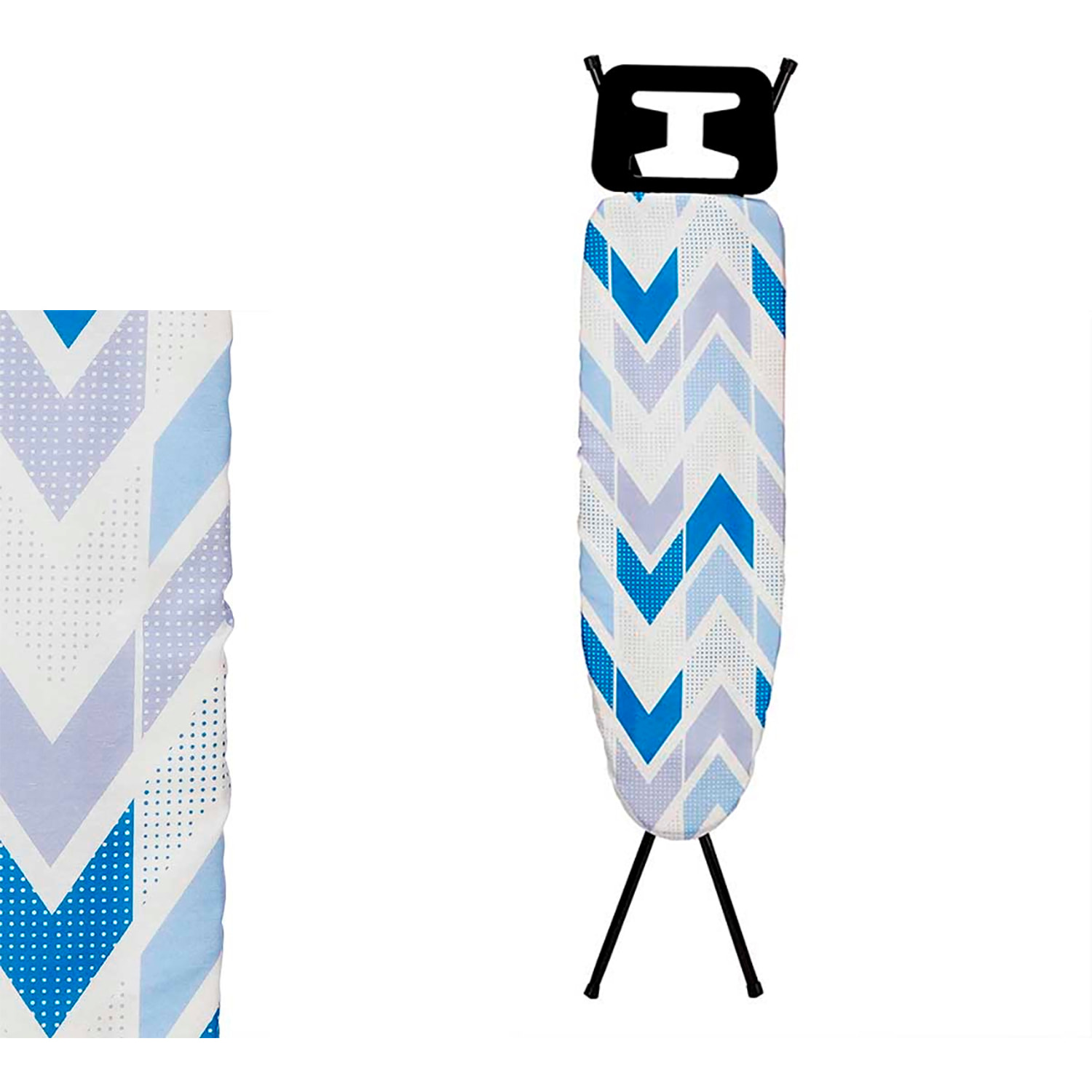 Asse da stiro pieghevole. Design Zig Zag. Area di stiratura 30x105 cm