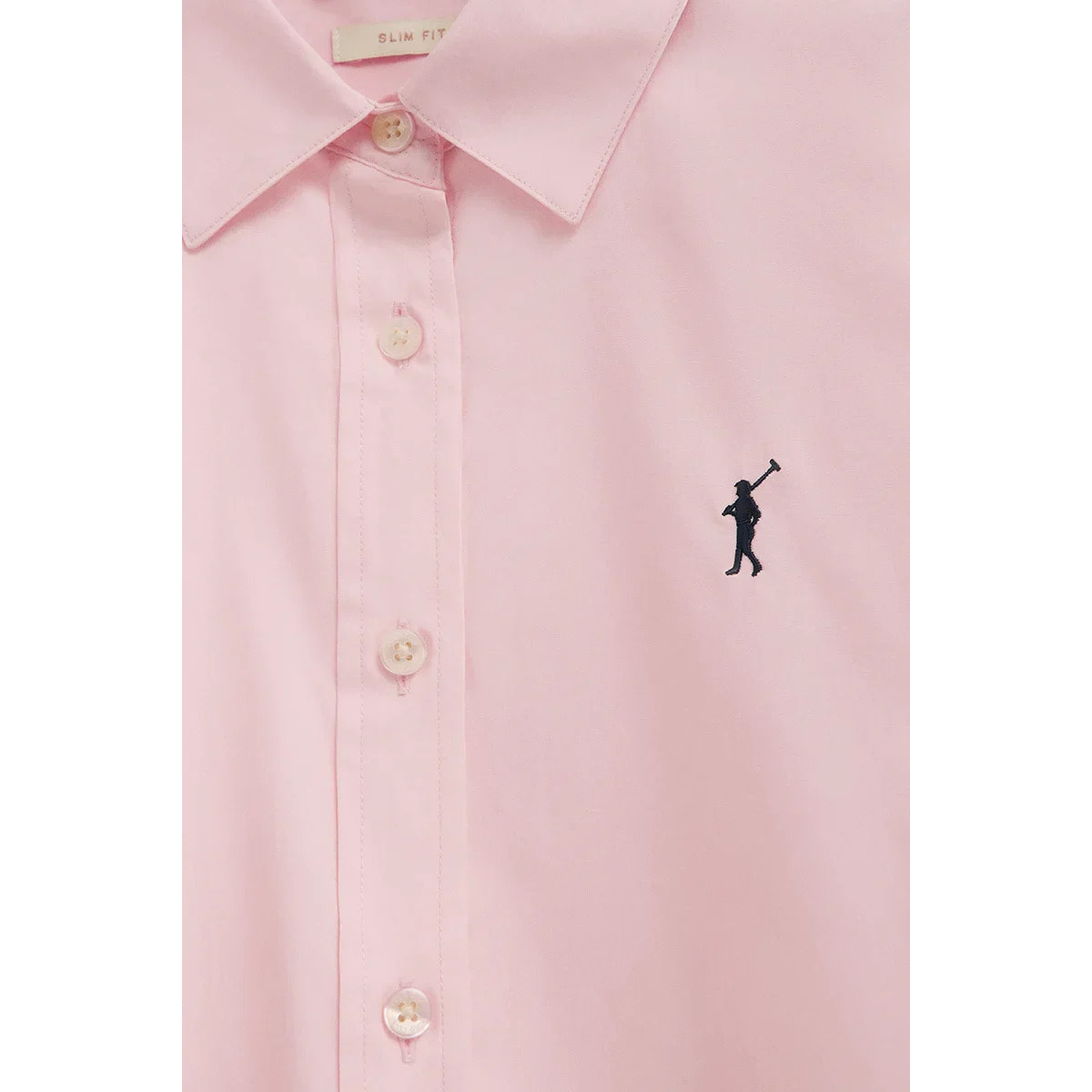 Camisa de popelín rosa con corte slim y bordado Rigby Go