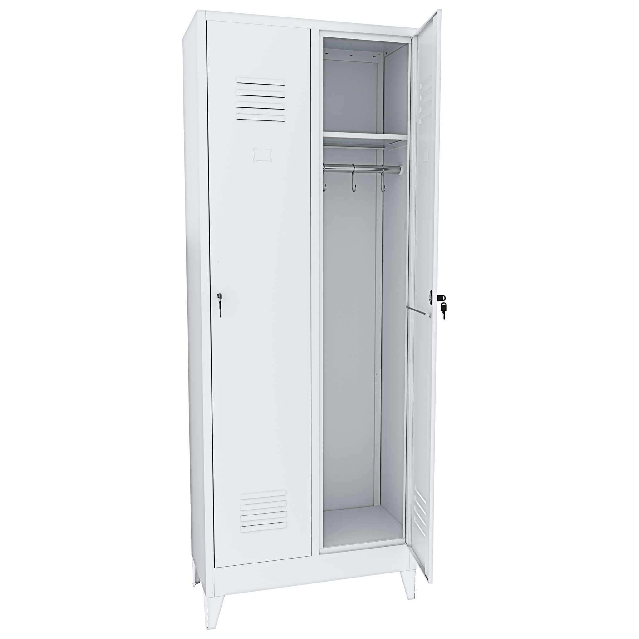 Armadietto Spogliatoio Armadio Sporco Pulito 2 Posti In Lamiera Di Acciaio Salvaspazio Con Chiave Ripiano Appendiabiti Ganci Porta Cartellino Grigio