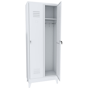 Armadietto Spogliatoio Armadio Sporco Pulito 2 Posti In Lamiera Di Acciaio Salvaspazio Con Chiave Ripiano Appendiabiti Ganci Porta Cartellino Grigio