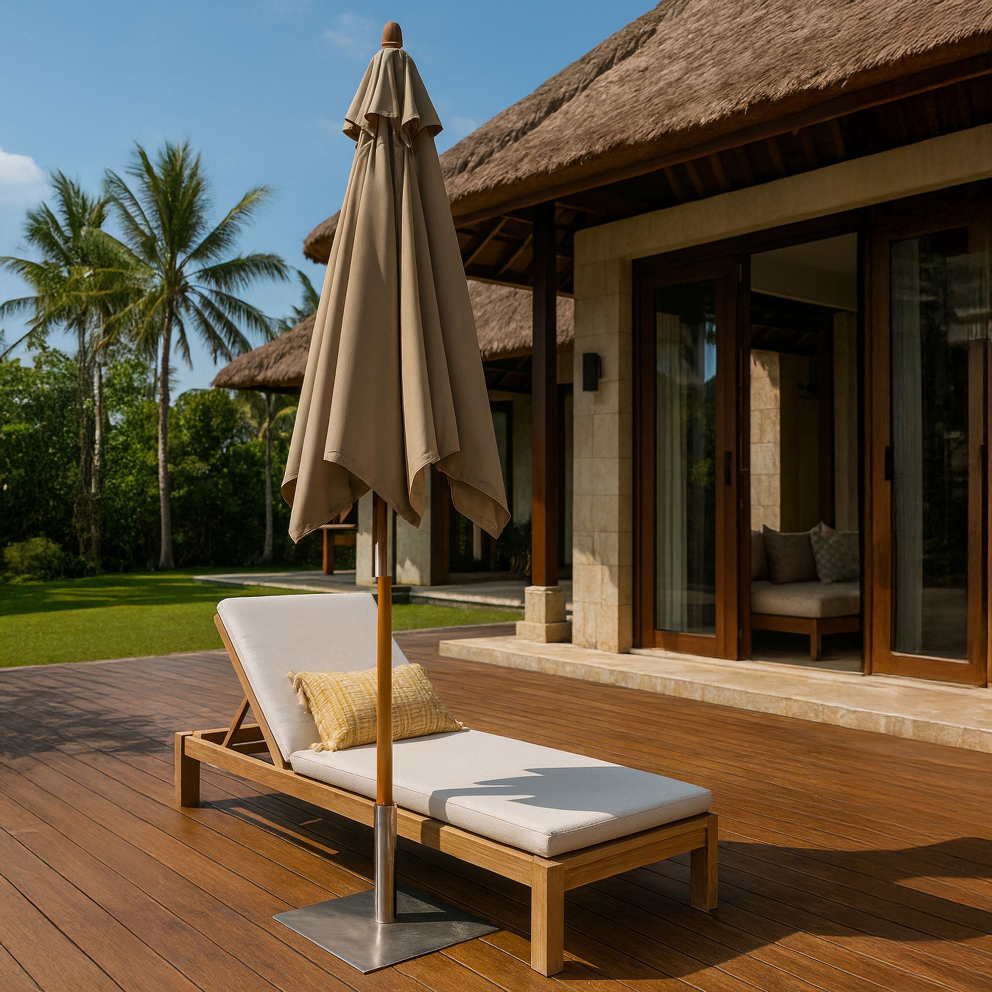 Parasol en aluminium et toile taupe 200cm COMETE