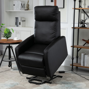 Fauteuil de relaxation électrique fauteuil releveur inclinable repose-pied ajustable revêtement synthétique noir