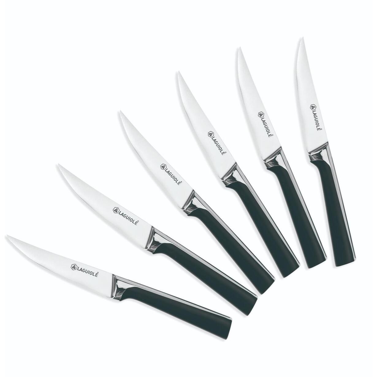Set de 6 couteaux à steak en acier noir  - "Scintibois"