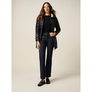 Oltre - Plumífero midi con capucha y cinturón - Negro