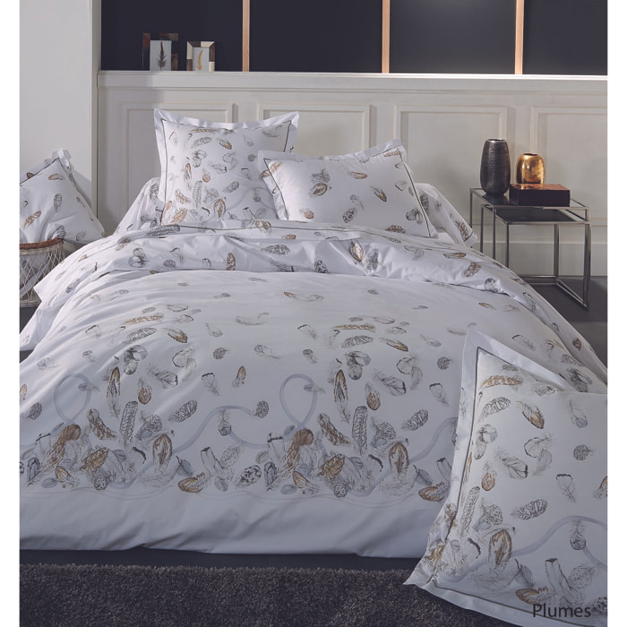 Housse de couette plumes à imprimés plumes - Blanc