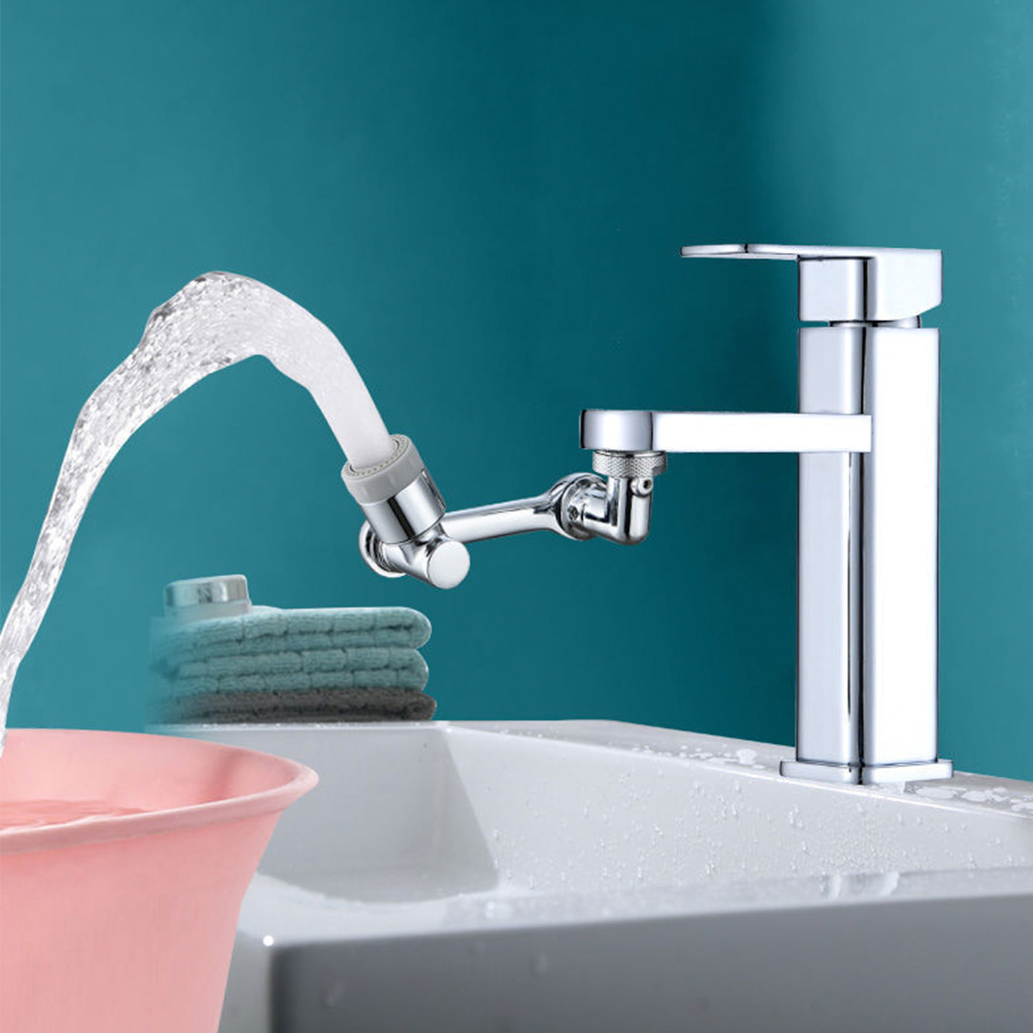 Extensor giratorio para grifo de cocina con 2 tipos de chorro y aireador de flujo de burbujas, diseñado para mejorar la limpieza, ahorrar agua y reducir salpicaduras.