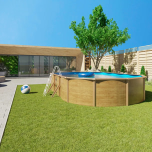 Piscine hors sol acier ovale 7,60 x 4,55 x 1,20 m aspect bois CANYON