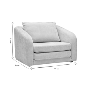 Fauteuil convertible en tissu effet velours texturé beige MAHAUT