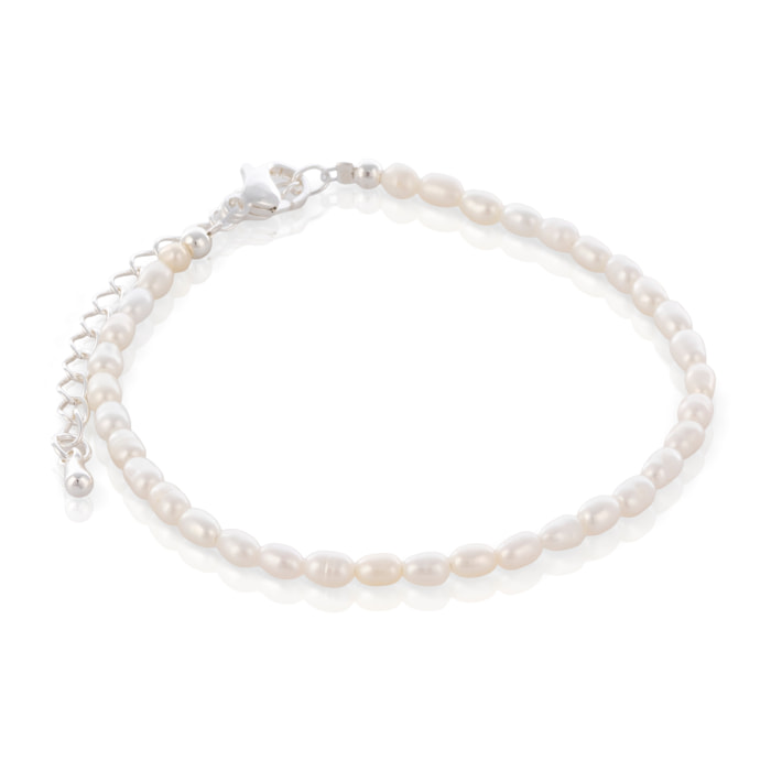 Pax Pulsera de perlas naturales con diseño gota de agua y cierre de mosquetón.