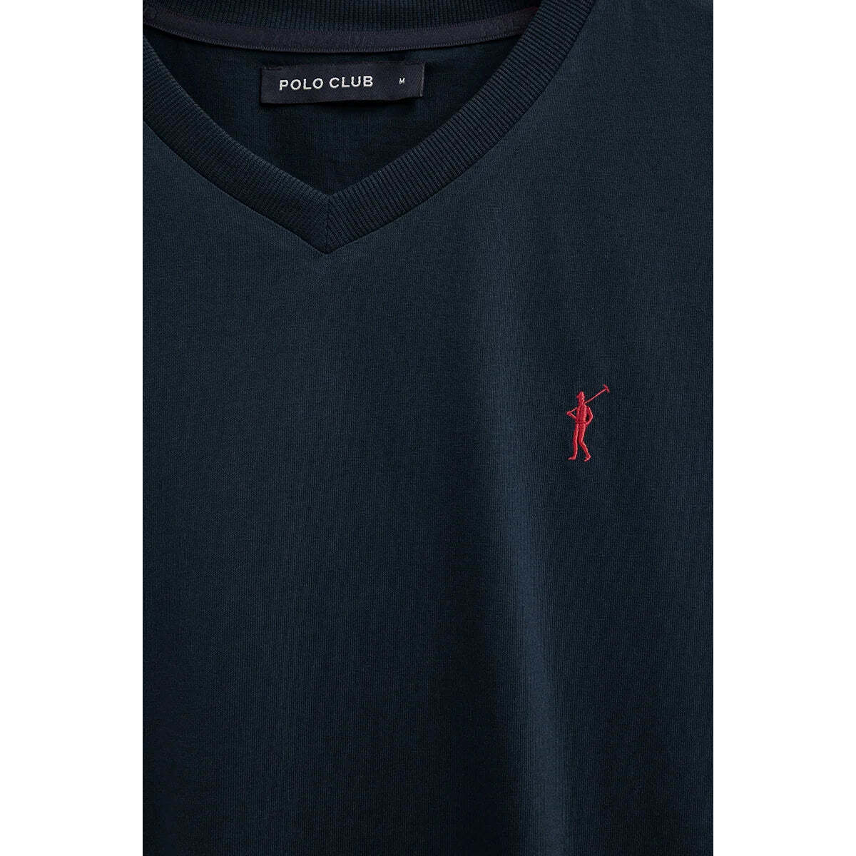 Camiseta azul marino de cuello pico con logo Rigby Go