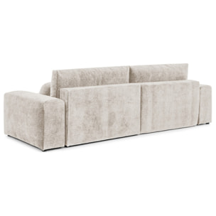 Constance - Canapé d'angle réversible 4 places convertible avec coffre en velours relief - Beige