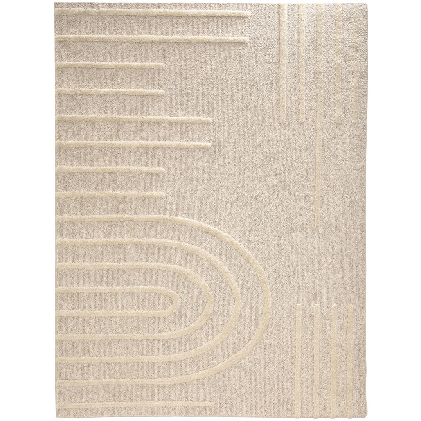HARMONIE - Tapis de salon crème à motif en relief