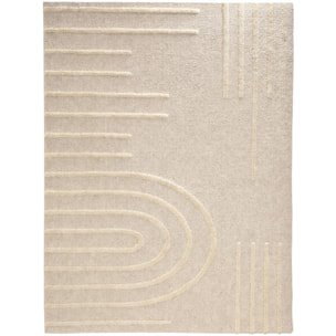HARMONIE - Tapis de salon crème à motif en relief
