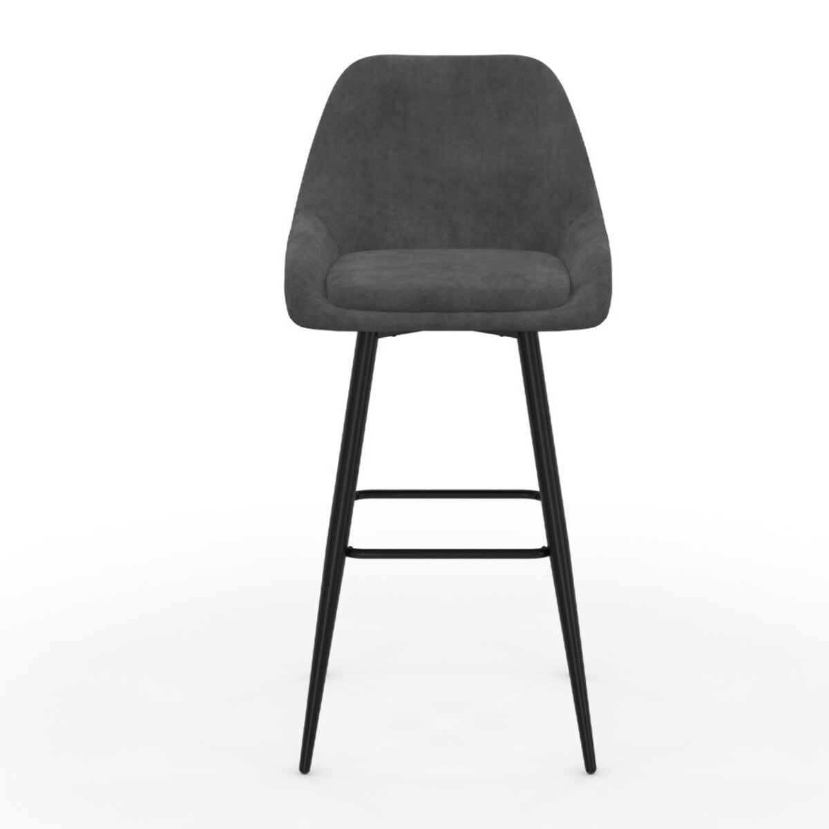 Tabourets de bar Olivia assise velours et pieds métal - Gris