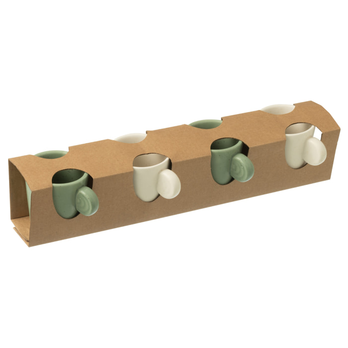 J-Line tasse - céramique - blanc/vert - boîte de 4