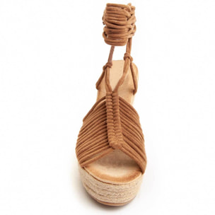 Sandalia de cuña - Marron - Altura: 11 cm