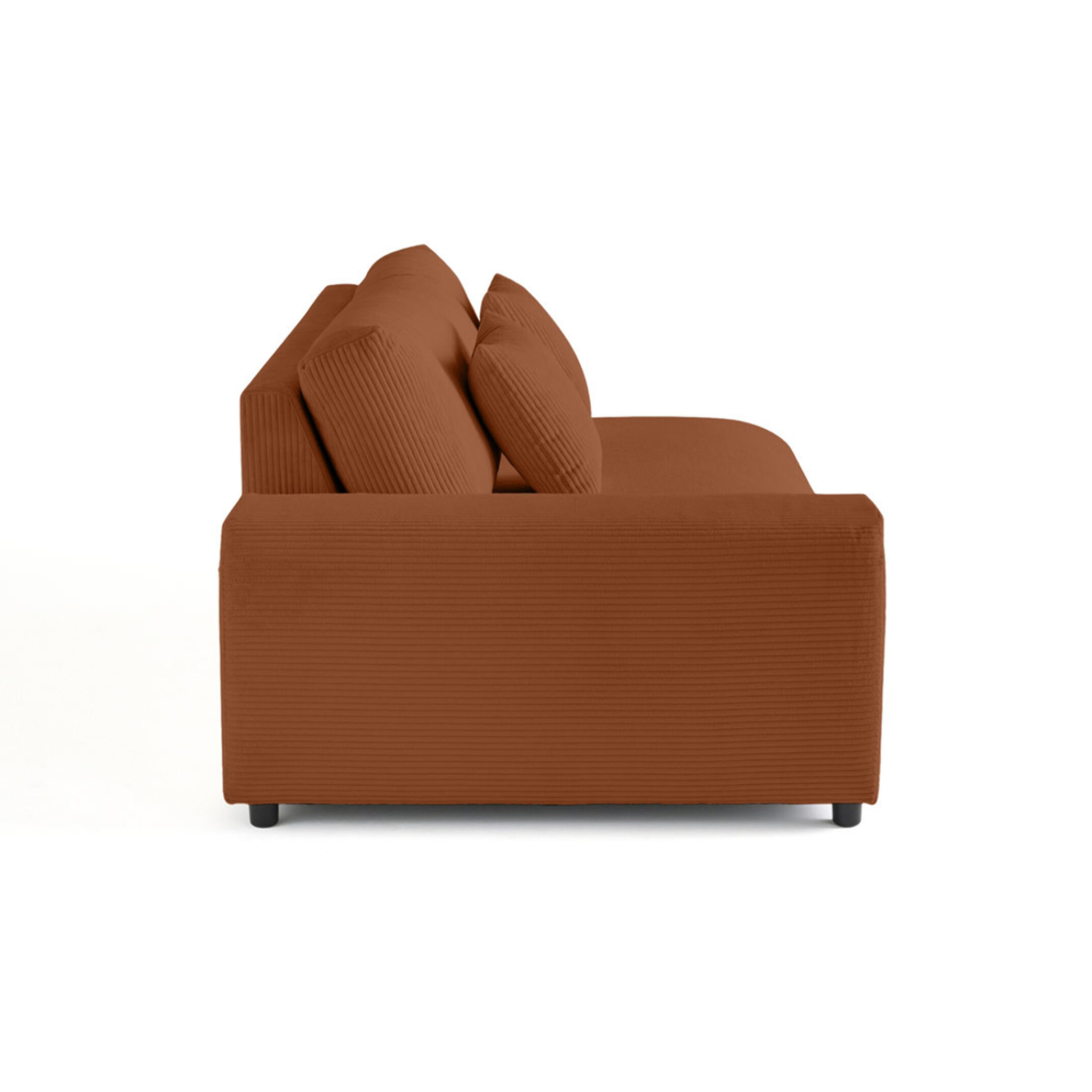 Garance - module d'assise 3 places avec accoudoir gauche - en velours côtelé - Terracotta