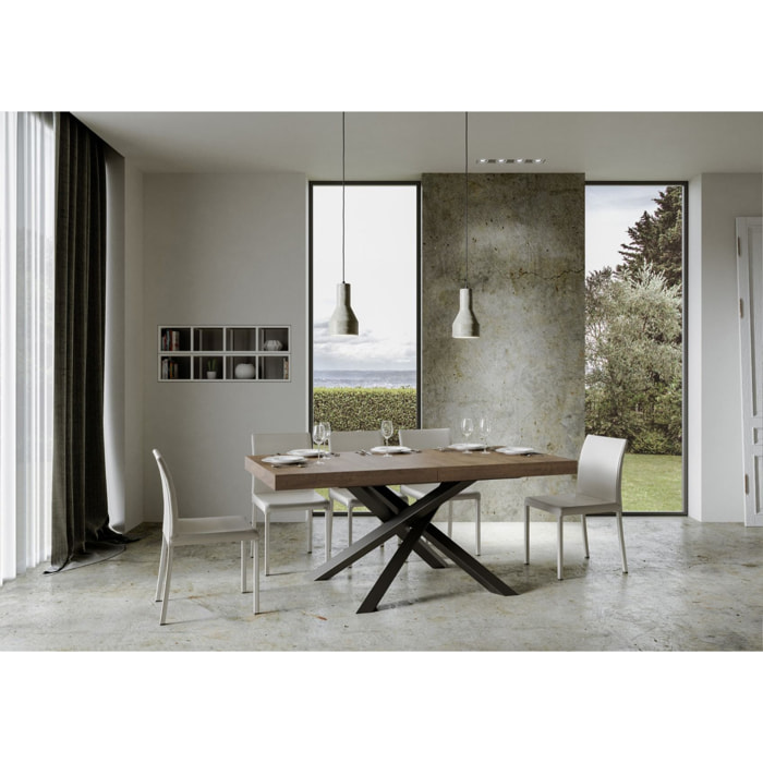 Table extensible 90x180/284 cm Volantis Premium Noyer cadre Anthracite