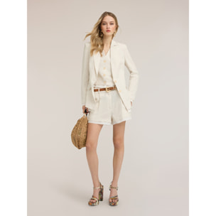 Motivi - Blazer strutturato in misto lino - Bianco