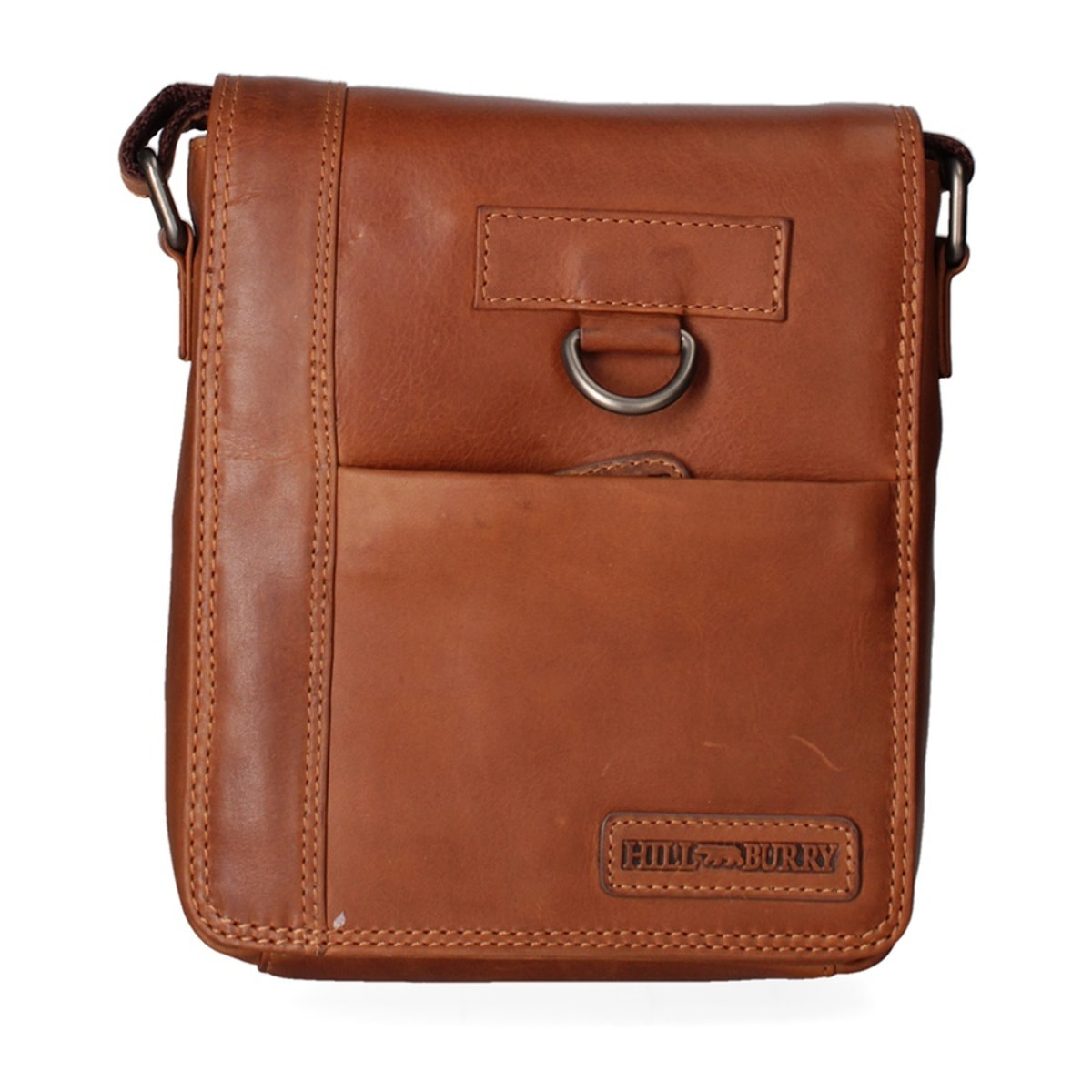 Borsa a tracolla uomo in vera pelle - Modello False - Casual - 20.0 x 25.0 x 6.0 cm