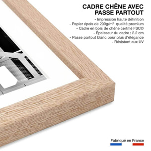 Affiche urbaine balcons sur angle Affiche + cadre en bois - Chêne