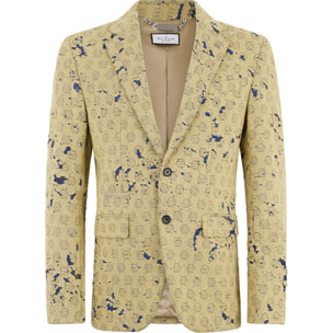 PHILIPP PLEIN Destroyed Denim Jacquard Blazer Monogram