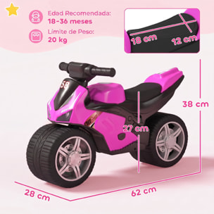 Bicicleta sin Pedales, Moto Correpasillos con Música y Ruedas Extra Anchas, Bicicleta de Equilibrio para Niños y Niñas de 18 a 36 Meses, Rosa