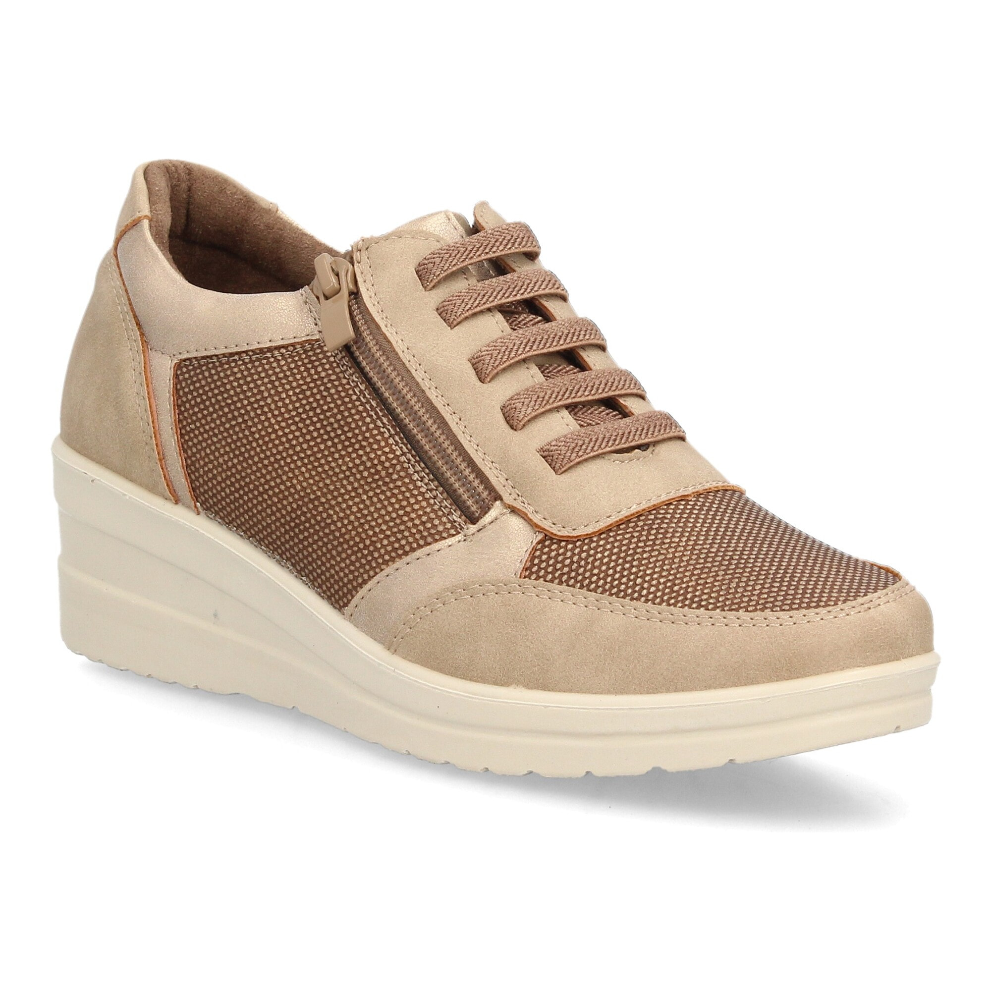 Zapatillas de cuña con cremallera lateral para mujer