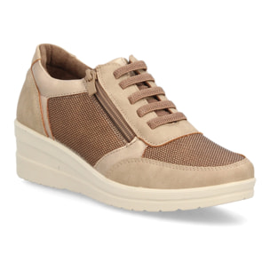Zapatillas de cuña con cremallera lateral para mujer